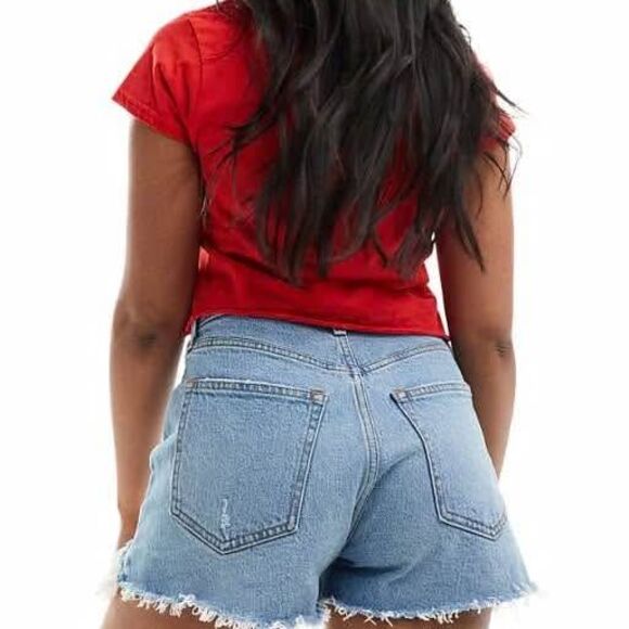 Abercrombie & Fitch 4” Mom Short High Rise Size 28/6 Curve Love - Picture 3 of 6